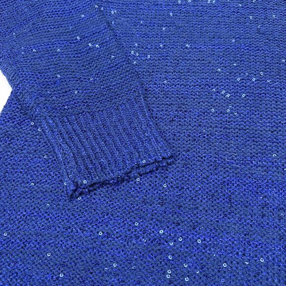 Soft‎ Surroundings Sweater Size XL Petite Blue V Neck Pullover Sequin Casual - Picture 4 of 9